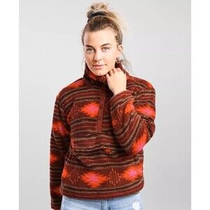 Billabong Adventure Collection Switchback Fleece Pullover Zipper Pockets Sz S